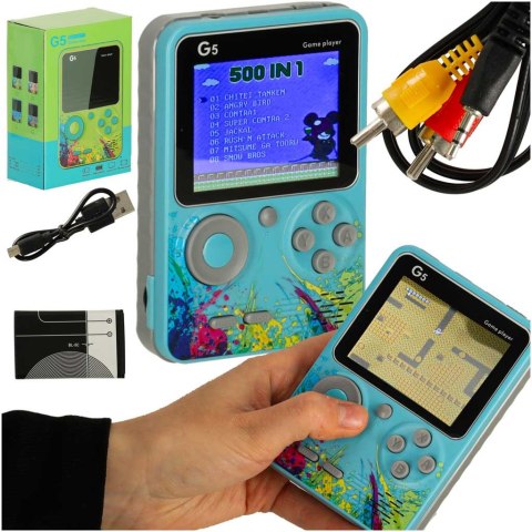 Konsola przenośna do gier mini elektroniczna retro 500 gier niebieska Konsola przenośna do gier mini elektroniczna retro 500 gier niebieska