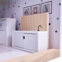 Domek dla lalek drewniany mebelki 80cm biały szary