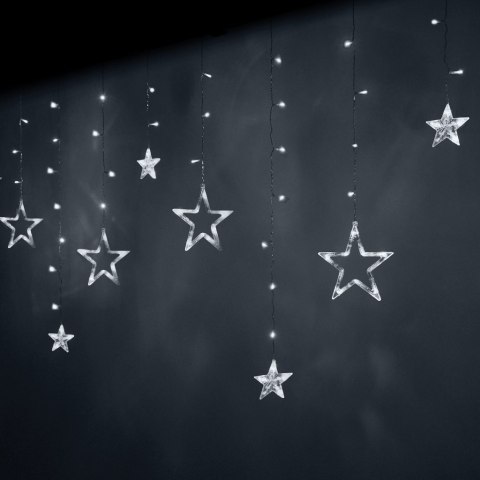 Lampki LED kurtyna gwiazdki świąteczne choinkowe 2,5m 138LED zimny biały 8 trybów świecenia Lampki LED kurtyna gwiazdki świąteczne choinkowe 2,5m 138LED zimny biały 8 trybów świecenia
