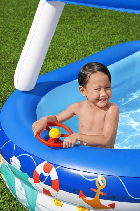 Basen Brodzik dla Dzieci Ogrodowy Dmuchany z Dachem Daszkiem Statek 213x155 Bestway Basen Brodzik dla Dzieci Ogrodowy Dmuchany z Dachem Daszkiem Statek 213x155 Bestway