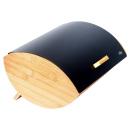 Chlebak Pojemnik na Chleb Metalowy Drewniany Czarny VILDE 35,5x24,5x15,5 cm Vilde