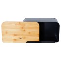 Chlebak Pojemnik z Deską Bambusową Metalowy Czarny VILDE 38 x 28,5 x 18 cm Vilde