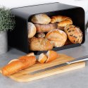 Chlebak Pojemnik z Deską Bambusową Metalowy Czarny VILDE 38 x 28,5 x 18 cm Vilde