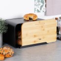 Chlebak Pojemnik z Deską Bambusową Metalowy Czarny VILDE 38 x 28,5 x 18 cm Vilde