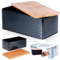 Chlebak na Pieczywo Chleb z Deską Czarny Metalowy VILDE 33,5x18,5x12,5 cm Vilde