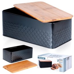 Chlebak na Pieczywo Chleb z Deską Czarny Metalowy VILDE 33,5x18,5x12,5 cm Vilde