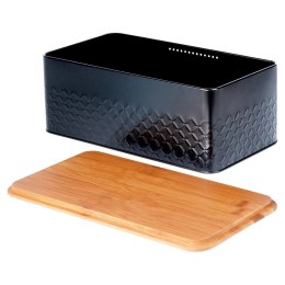 Chlebak na Pieczywo Chleb z Deską Czarny Metalowy VILDE 33,5x18,5x12,5 cm Vilde