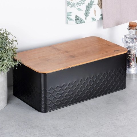 Chlebak na Pieczywo Chleb z Deską Czarny Metalowy VILDE 33,5x18,5x12,5 cm Vilde Chlebak na Pieczywo Chleb z Deską Czarny Metalowy VILDE 33,5x18,5x12,5 cm Vilde