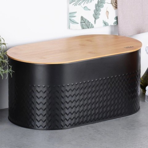 Chlebak na Pieczywo Chleb z Deską Czarny Metalowy VILDE 34 x 18,5 x 15,5 cm Vilde Chlebak na Pieczywo Chleb z Deską Czarny Metalowy VILDE 34 x 18,5 x 15,5 cm Vilde