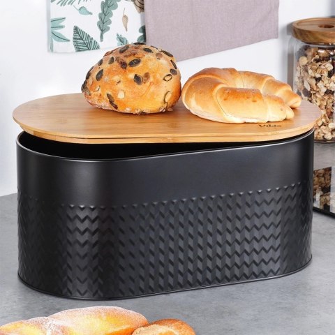 Chlebak na Pieczywo Chleb z Deską Czarny Metalowy VILDE 34 x 18,5 x 15,5 cm Vilde Chlebak na Pieczywo Chleb z Deską Czarny Metalowy VILDE 34 x 18,5 x 15,5 cm Vilde