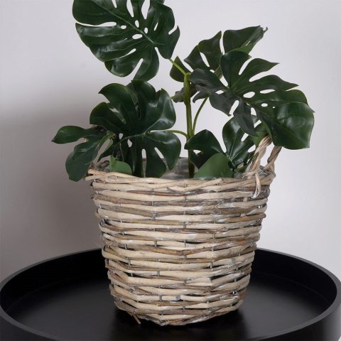 Doniczka osłonka wiklinowa kosz koszyk z uchwytami na kwiaty rośliny 27x27 cm Doniczka osłonka wiklinowa kosz koszyk z uchwytami na kwiaty rośliny 27x27 cm