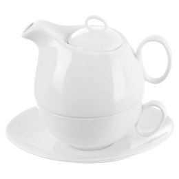 Dzbanek z filiżanką do herbaty porcelanowy biały MONA 3 el. Orion
