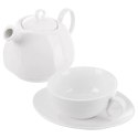 Dzbanek z filiżanką do herbaty porcelanowy biały MONA 3 el. Orion