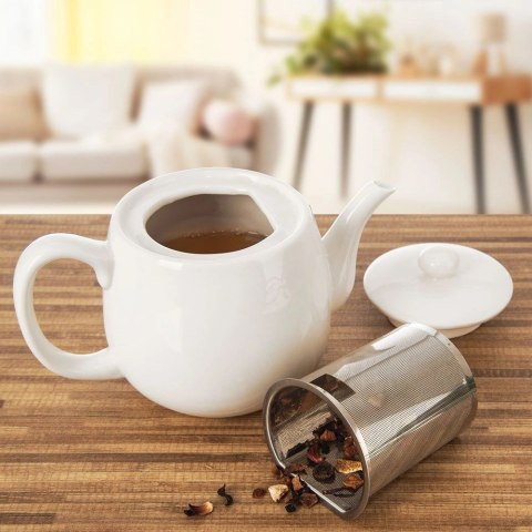 Dzbanek z zaparzaczem do herbaty porcelanowy biały MONA 700 ml Orion Dzbanek z zaparzaczem do herbaty porcelanowy biały MONA 700 ml Orion