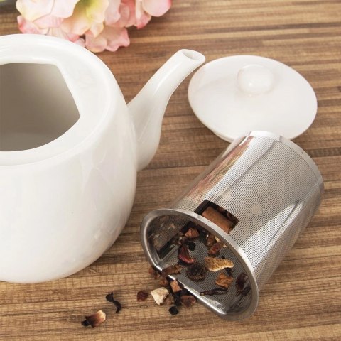 Dzbanek z zaparzaczem do herbaty porcelanowy biały MONA 700 ml Orion Dzbanek z zaparzaczem do herbaty porcelanowy biały MONA 700 ml Orion