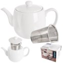 Dzbanek z zaparzaczem do herbaty porcelanowy biały MONA 700 ml Orion