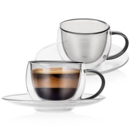 Filiżanki termiczne ze spodkiem z podwójną ścianką do kawy espresso DOUBLE 90 ml 2 szt. Orion