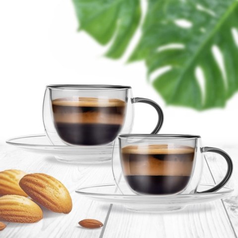 Filiżanki termiczne ze spodkiem z podwójną ścianką do kawy espresso DOUBLE 90 ml 2 szt. Orion Filiżanki termiczne ze spodkiem z podwójną ścianką do kawy espresso DOUBLE 90 ml 2 szt. Orion