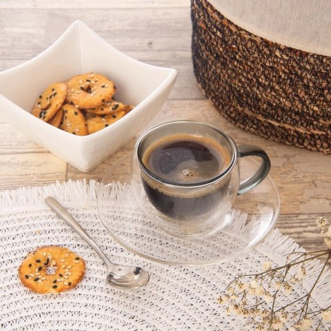 Filiżanki termiczne ze spodkiem z podwójną ścianką do kawy espresso DOUBLE 90 ml 2 szt. Orion Filiżanki termiczne ze spodkiem z podwójną ścianką do kawy espresso DOUBLE 90 ml 2 szt. Orion