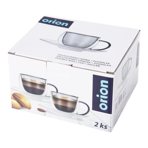 Filiżanki termiczne ze spodkiem z podwójną ścianką do kawy espresso DOUBLE 90 ml 2 szt. Orion Filiżanki termiczne ze spodkiem z podwójną ścianką do kawy espresso DOUBLE 90 ml 2 szt. Orion