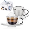 Filiżanki termiczne ze spodkiem z podwójną ścianką do kawy espresso DOUBLE 90 ml 2 szt. Orion