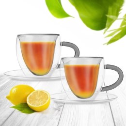 Filiżanki termiczne ze spodkiem z podwójną ścianką do kawy i herbaty DOUBLE 160 ml 2 szt. Orion