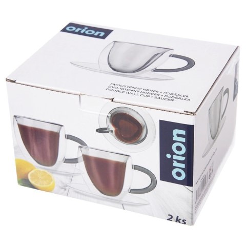 Filiżanki termiczne ze spodkiem z podwójną ścianką do kawy i herbaty DOUBLE 160 ml 2 szt. Orion Filiżanki termiczne ze spodkiem z podwójną ścianką do kawy i herbaty DOUBLE 160 ml 2 szt. Orion