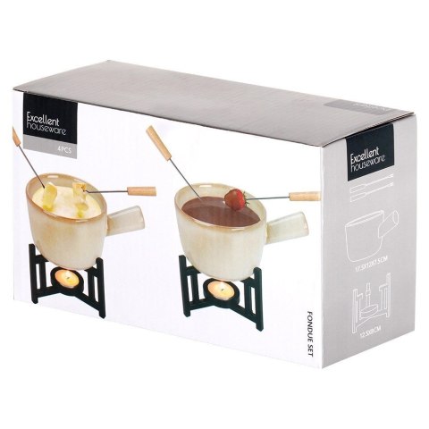 Garnek Kociołek do Fondue CzekoladowePorcelanowy EXCELLENT HOUSEWARE 4 el. Excellent Houseware Garnek Kociołek do Fondue CzekoladowePorcelanowy EXCELLENT HOUSEWARE 4 el. Excellent Houseware