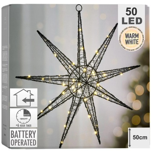 Gwiazda świecąca czarna 50 LED wisząca 50 cm Vilde Gwiazda świecąca czarna 50 LED wisząca 50 cm Vilde