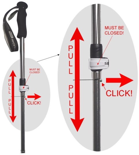 Kije Trekkingowe Regulowane 5 - częściowe ACRA 115 - 135 cm Acra Kije Trekkingowe Regulowane 5 - częściowe ACRA 115 - 135 cm Acra