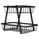 Koszyk na Owoce Warzywa 2-Poziomowy Metalowy Czarny VILDE 28 x 17,5 x 21 cm Vilde