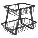Koszyk na Owoce Warzywa 2-Poziomowy Metalowy Czarny VILDE 28 x 17,5 x 21 cm Vilde