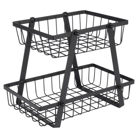 Koszyk na Owoce Warzywa 2-Poziomowy Metalowy Czarny VILDE 28 x 17,5 x 21 cm Vilde Koszyk na Owoce Warzywa 2-Poziomowy Metalowy Czarny VILDE 28 x 17,5 x 21 cm Vilde