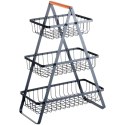 Koszyk na Owoce Warzywa 3-Poziomowy Metalowy Czarny VILDE 34x17,5x46,5 cm Vilde