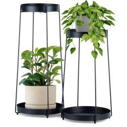 Kwietnik metalowy czarny 2-poziomowy 46 / 58 cm 2 szt. Trends4You