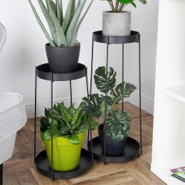 Kwietnik metalowy czarny 2-poziomowy 46 / 58 cm 2 szt. Trends4You
