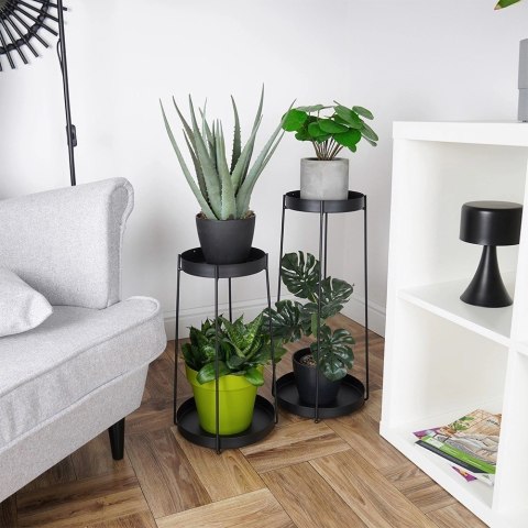 Kwietnik metalowy czarny 2-poziomowy 46 / 58 cm 2 szt. Trends4You Kwietnik metalowy czarny 2-poziomowy 46 / 58 cm 2 szt. Trends4You