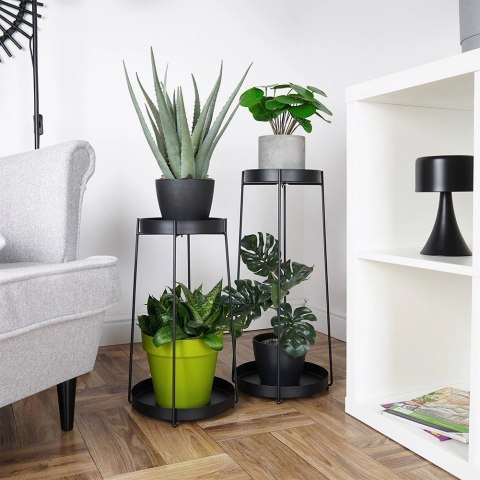 Kwietnik metalowy czarny 2-poziomowy 46 / 58 cm 2 szt. Trends4You Kwietnik metalowy czarny 2-poziomowy 46 / 58 cm 2 szt. Trends4You