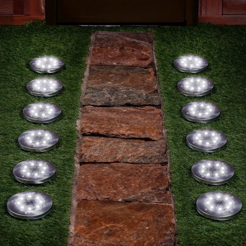 Lampki Ogrodowe Solarne LED Stalowe Wbijane VILDE 11,5 cm 12 szt. Vilde Lampki Ogrodowe Solarne LED Stalowe Wbijane VILDE 11,5 cm 12 szt. Vilde