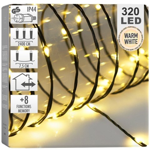 Lampki choinkowe zewnętrzne wewnętrzne ciepła barwa miękki przewód 320 led 2392,5 cm Lampki choinkowe zewnętrzne wewnętrzne ciepła barwa miękki przewód 320 led 2392,5 cm