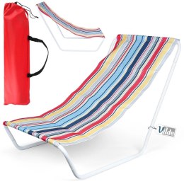 Leżak Plażowy Składany Metalowy Paski z Torbą Transportową VILDE 86x51,5cm Vilde