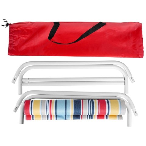 Leżak Plażowy Składany Metalowy Paski z Torbą Transportową VILDE 86x51,5cm Vilde Leżak Plażowy Składany Metalowy Paski z Torbą Transportową VILDE 86x51,5cm Vilde