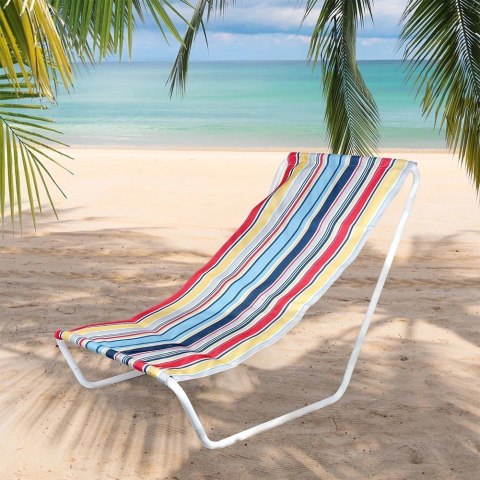 Leżak Plażowy Składany Metalowy Paski z Torbą Transportową VILDE 86x51,5cm Vilde Leżak Plażowy Składany Metalowy Paski z Torbą Transportową VILDE 86x51,5cm Vilde