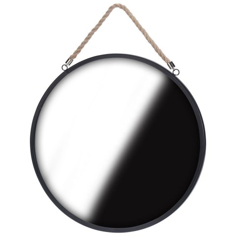 Lustro okrągłe na sznurku pasku czarne loft 41 cm Lustro okrągłe na sznurku pasku czarne loft 41 cm