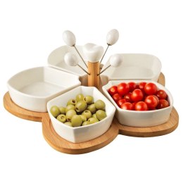 Miseczki na przekąski porcelanowe białe WHITELINE 28,5 cm 10 el. Orion