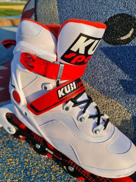 Rolki Damskie Męskie Białe Kauczukowe Solidne z Hamulcem KUBISPORT roz. 37