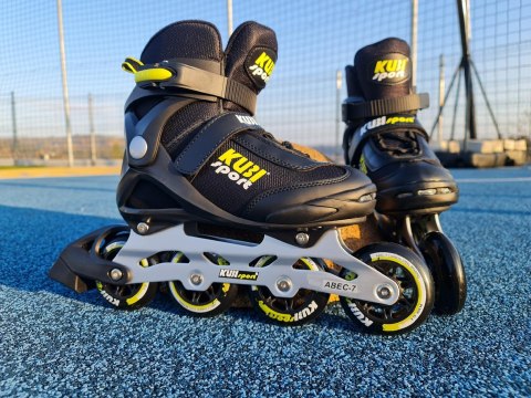 Rolki Damskie Męskie Czarne Kauczukowe Solidne z Hamulcem KUBISPORT roz. 40