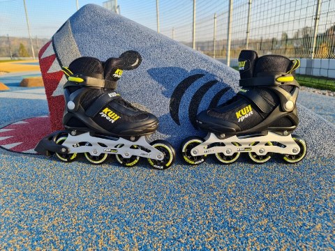 Rolki Damskie Męskie Czarne Kauczukowe Solidne z Hamulcem KUBISPORT roz. 41