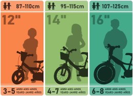 Rowerek Rower Dziecięcy dla Dzieci Dziewczynki z Bocznymi Kółkami DINO 12