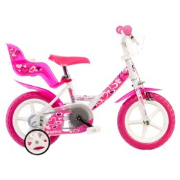 Rowerek Rower Dziecięcy dla Dzieci Dziewczynki z Bocznymi Kółkami DINO 12